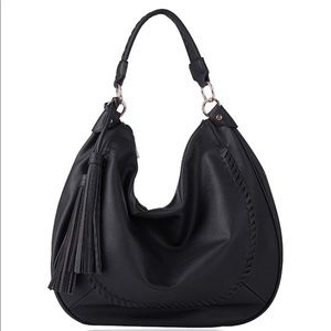 Eva&Evan Oversized Black Hobo Tote Bag w/ Tassles
